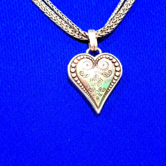 RETIRED BRIGHTON OPHELIA PEBBLE HEART TRIPLE STRAND NECKLACE REVERSIBLE - Picture 2 of 3